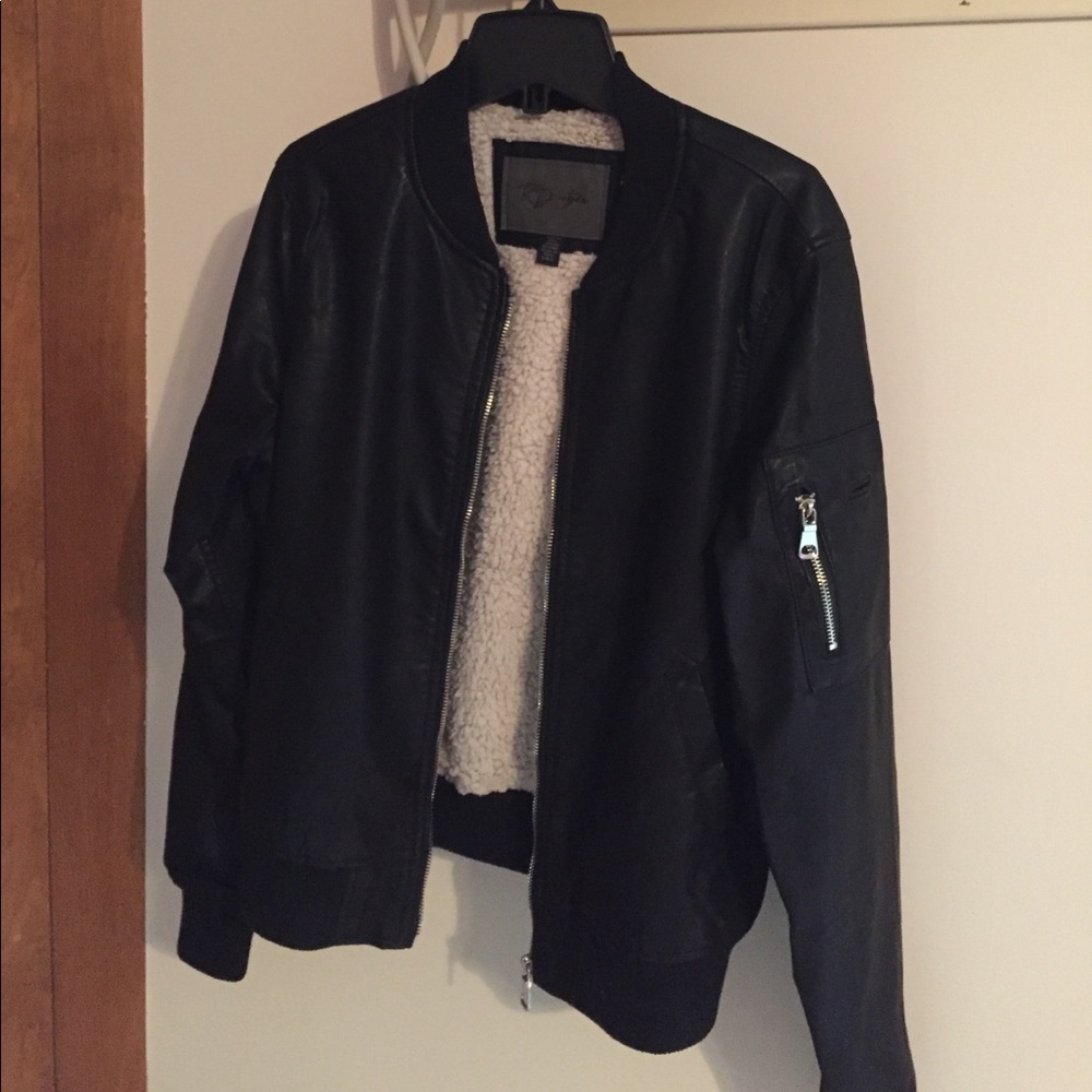 RD style faux leather bomber jacket