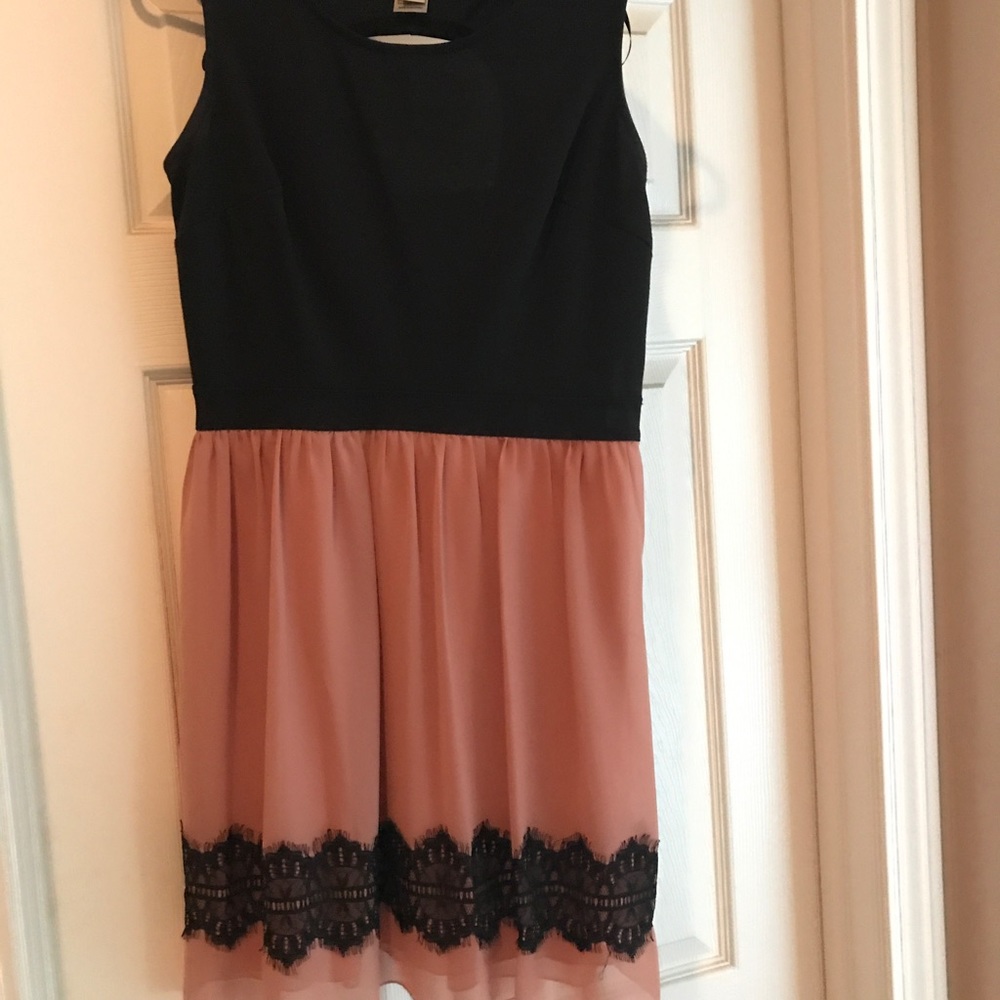 Peach colored formal dress