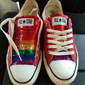 Rainbow Sequin Tongue Converse Low Mule Sneakers