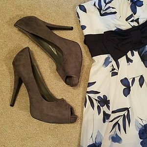 Charlotte Russe Faux Suede Peep Toe Pumps