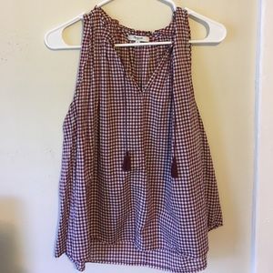 Madewell gingham patterned tank top.