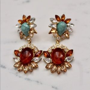 Turquoise Crystal Statement Earrings