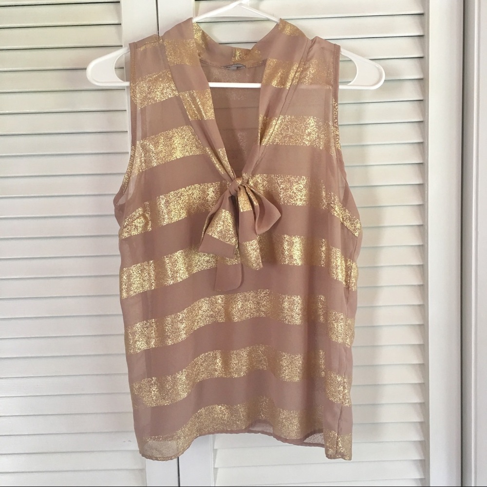 Charlotte Russe Gold Tie Tank Blouse