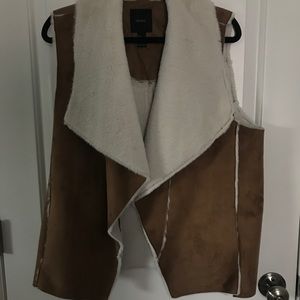 Brown and White Fake Fur Vest