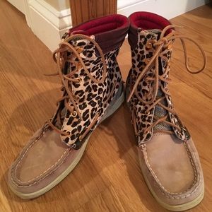Sperry Cheetah Print Boots Size 9.5