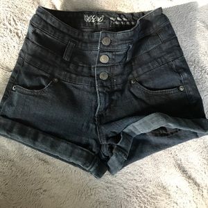 Black denim shorts