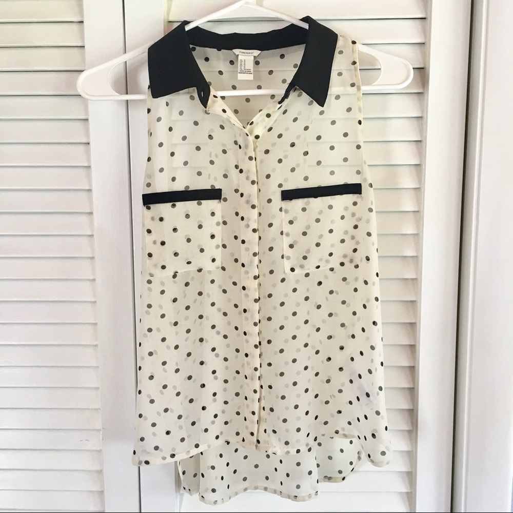 Polka Dot Sheer Racerback Tank FOREVER 21