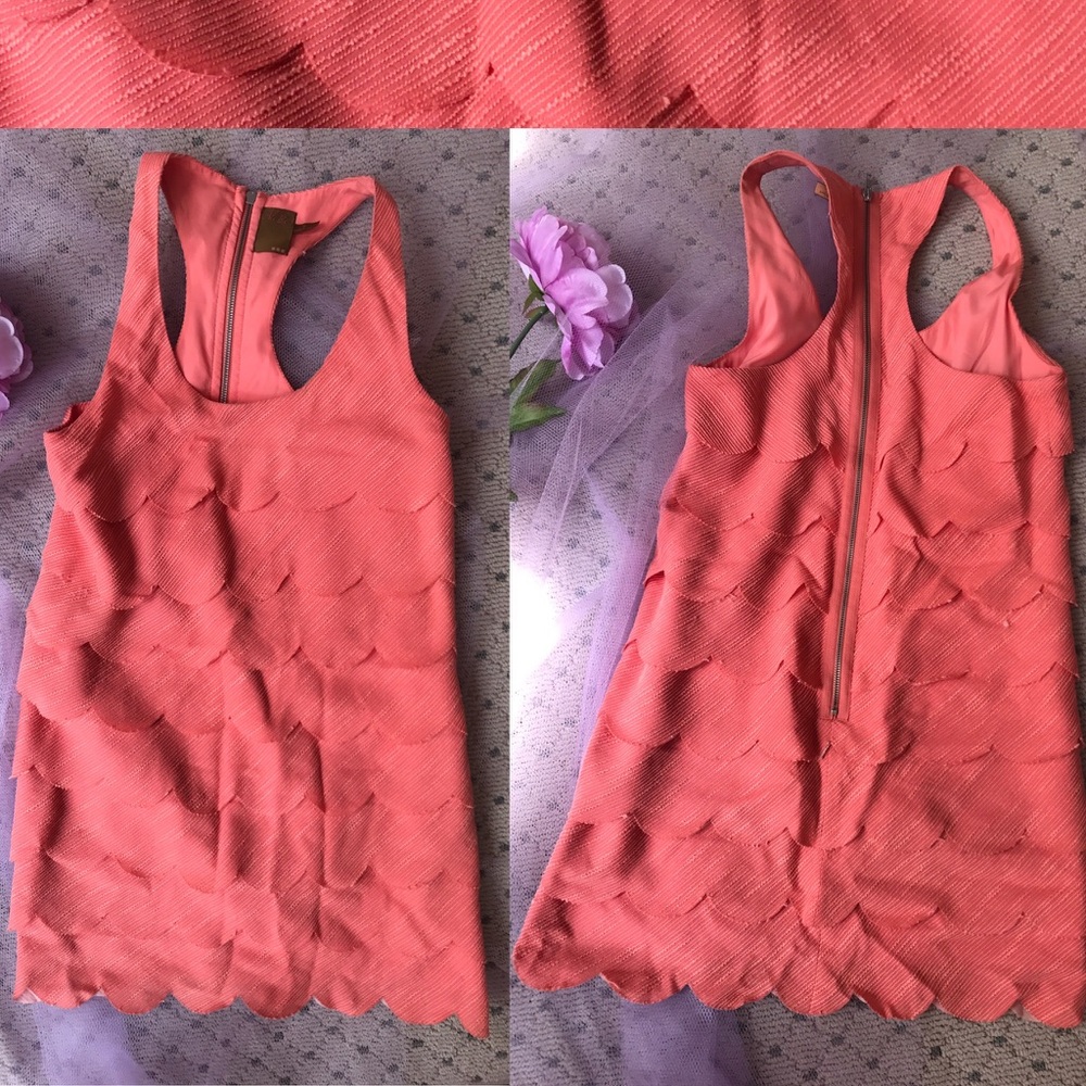 💙Ali Ro Scalloped Hem Shift Dress Sz 2 peachy