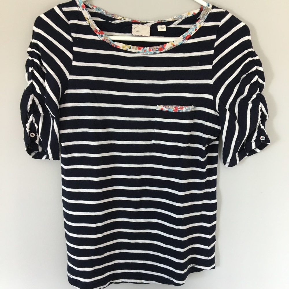 Anthropologie- blue and white striped shirt