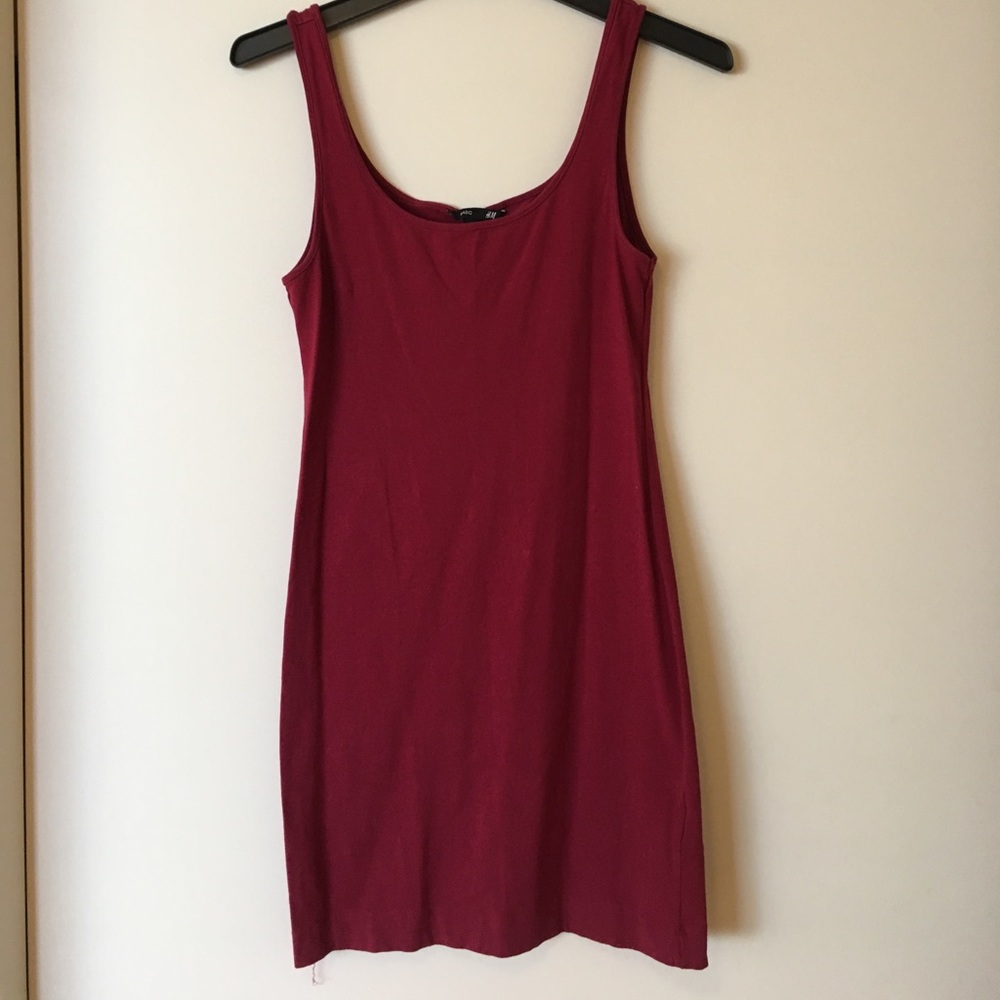 Basic Burgundy Body Con Tank Dress