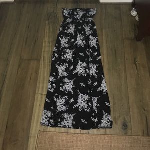 Old Navy Strapless Maxi Print Black Flower Dress