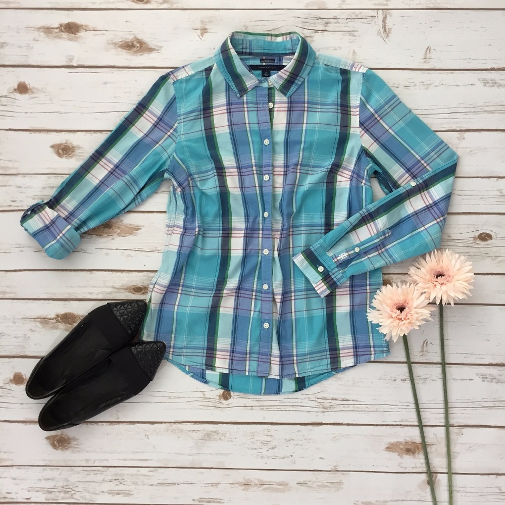 Tommy Hilfiger • Plaid Long Sleeve Shirt • Blue