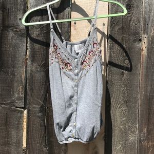 Light grey Embroidered Buttoned Top