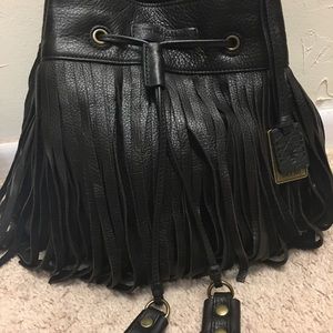 Frye Heidi fringe drawstring bucket handbag