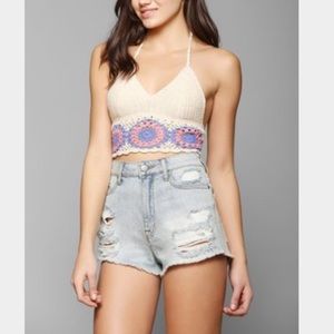 Ecote floral crochet crop top