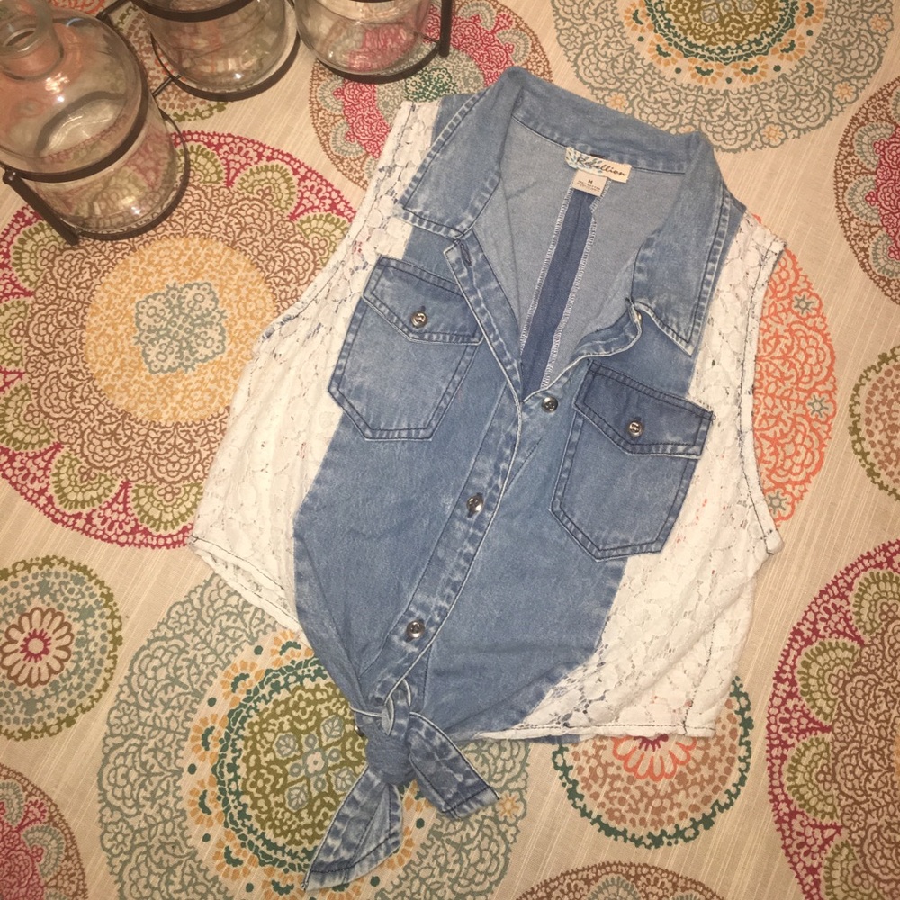 Rebellion denim and lace top