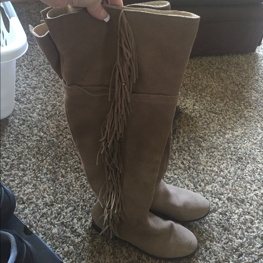 Steve Madden OTK fringe boots 8.5