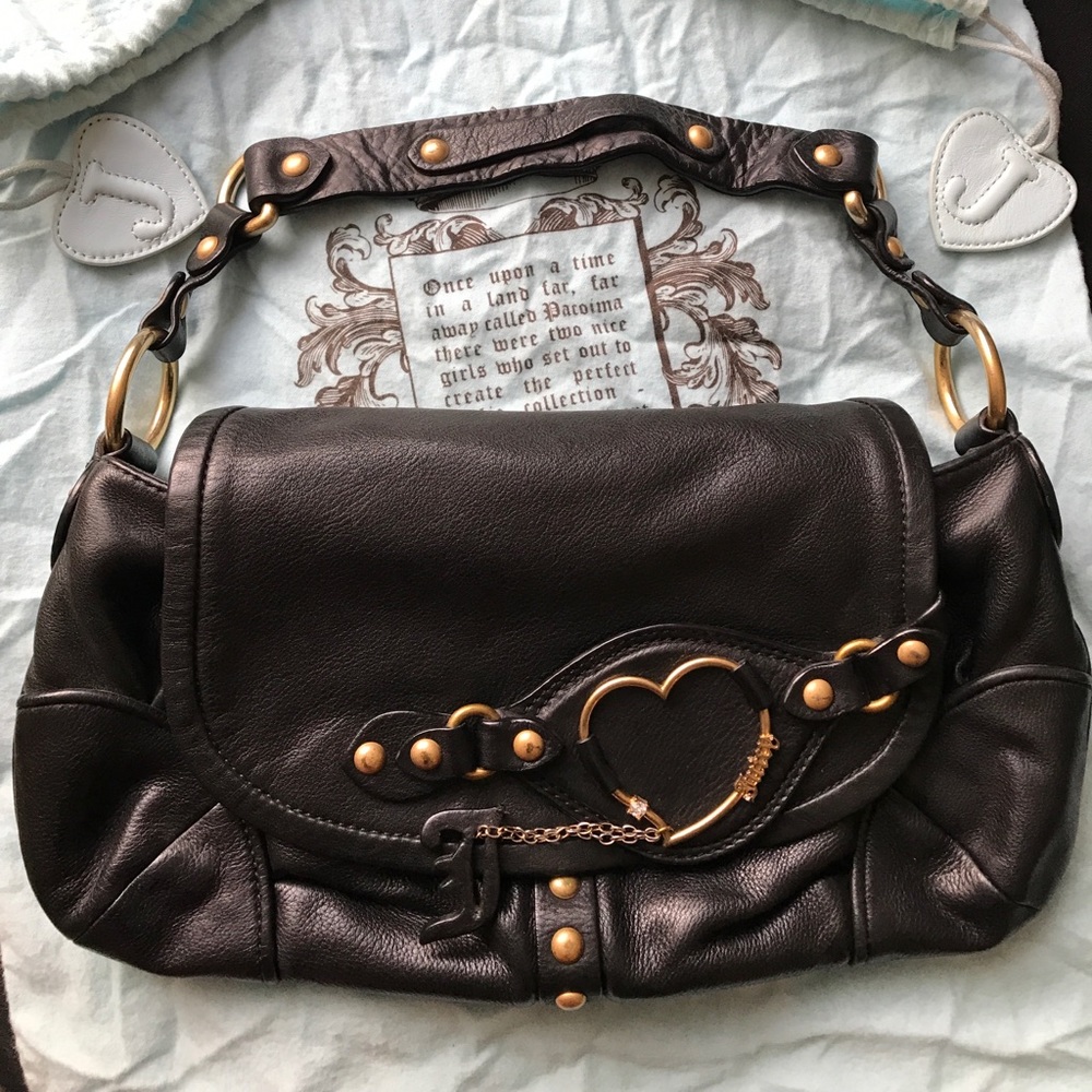 Juicy Couture Black & Gold Leather Purse Vintage ✨