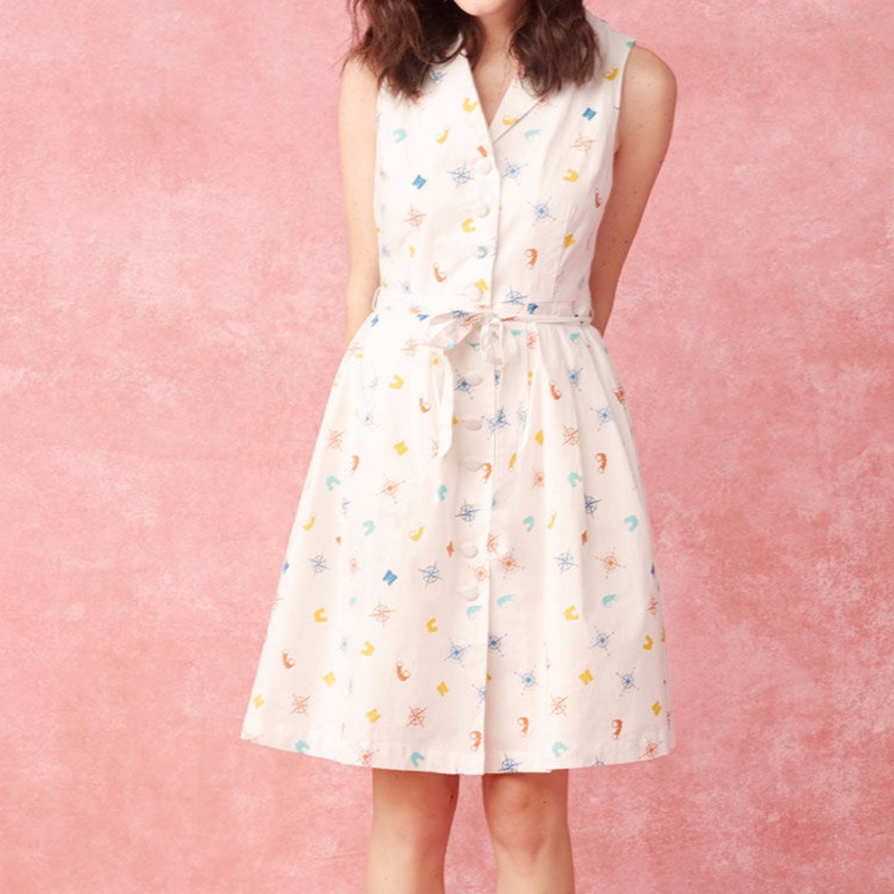 MOD CLOTH Community Brunch Shirt Dress in Travel M