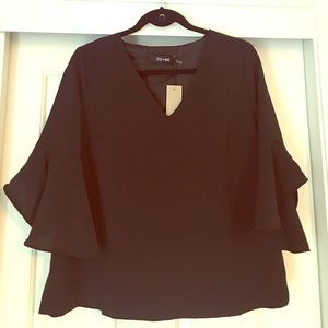 Flutter sleeve black Do+Be blouse.