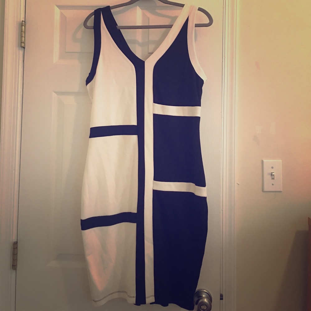 Sexy B&W Colorblock Dress