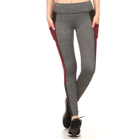 NWT Pocket Color Block Sporty Mesh Comfy Leggings - Picture 6 of 8
