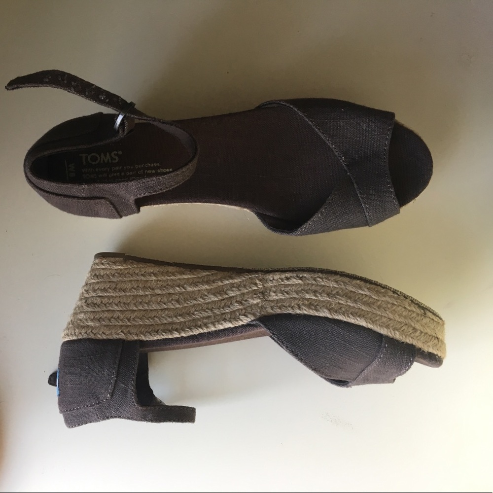TOMS gray wedges size women's 8