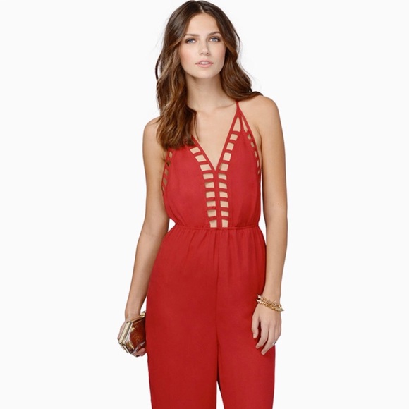 BURGUNDY CUT OUT JUMPSUIT - Picture 1 of 4