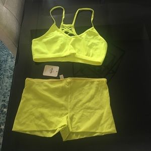 free people bralet & booty shorts, yellow