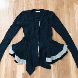 Navy Peplum Cardigan, Korean Made