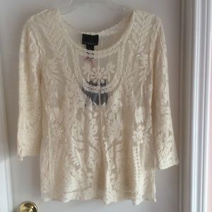 Cynthia Rowley Eyelet Lace Mesh Top