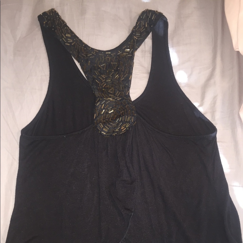 black tank top with gold sequins