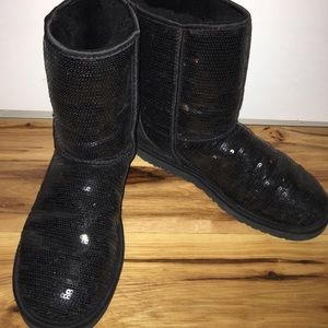 Black Sequined UGG Boots Size 8.