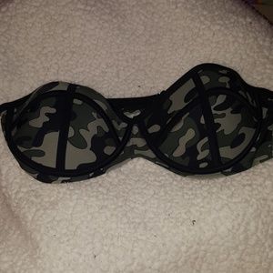 army print strapless bikini top