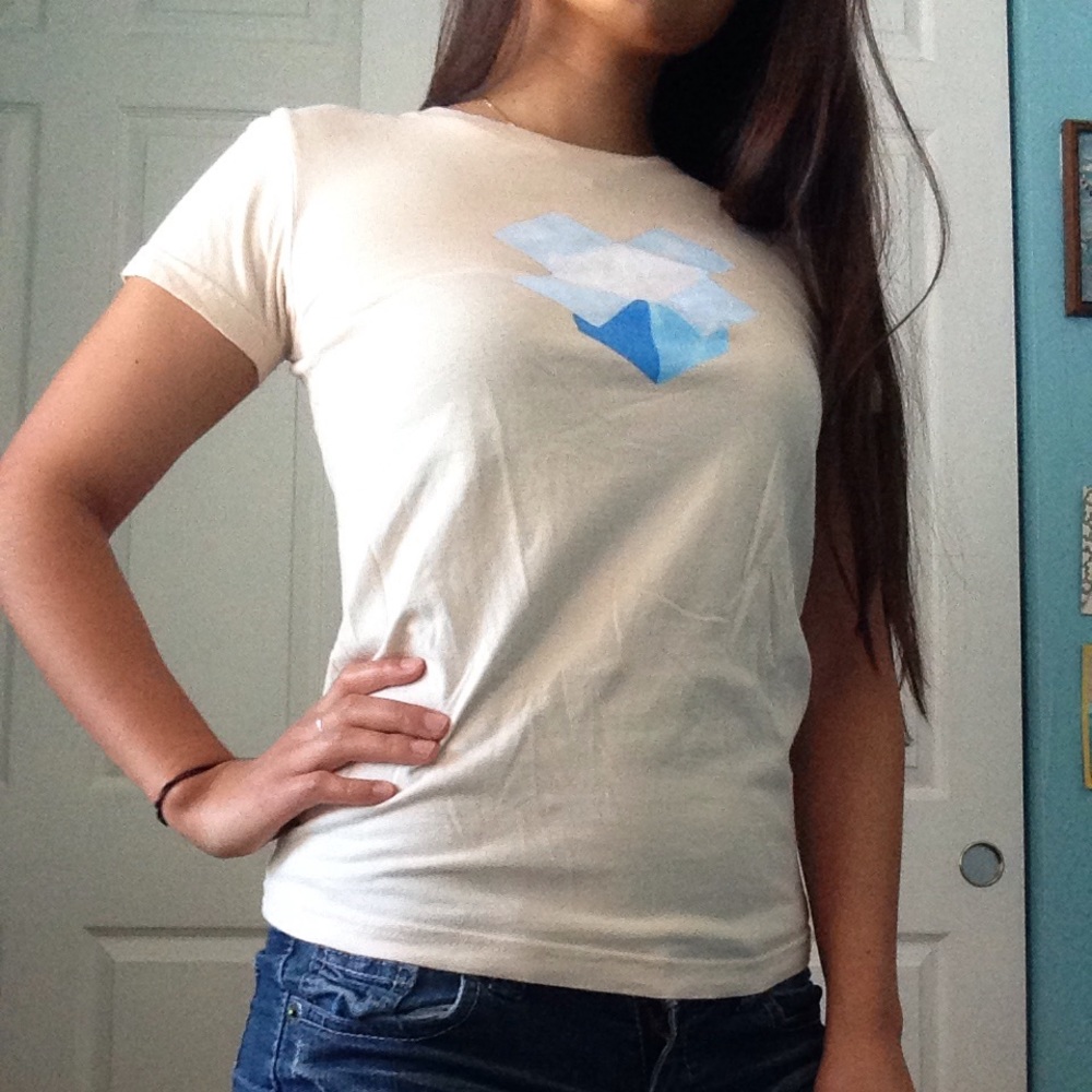 American Apparel beige and blue graphic tee