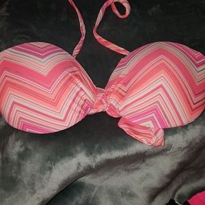 orange/pink halter top bikini