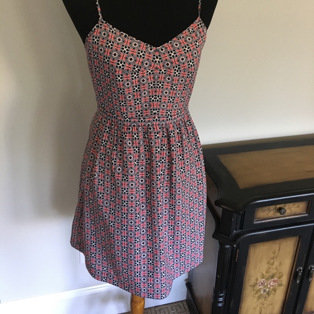 Blue and orange spaghetti strap sundress by J Crew