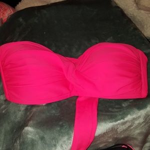 hot pink strapless bikini top