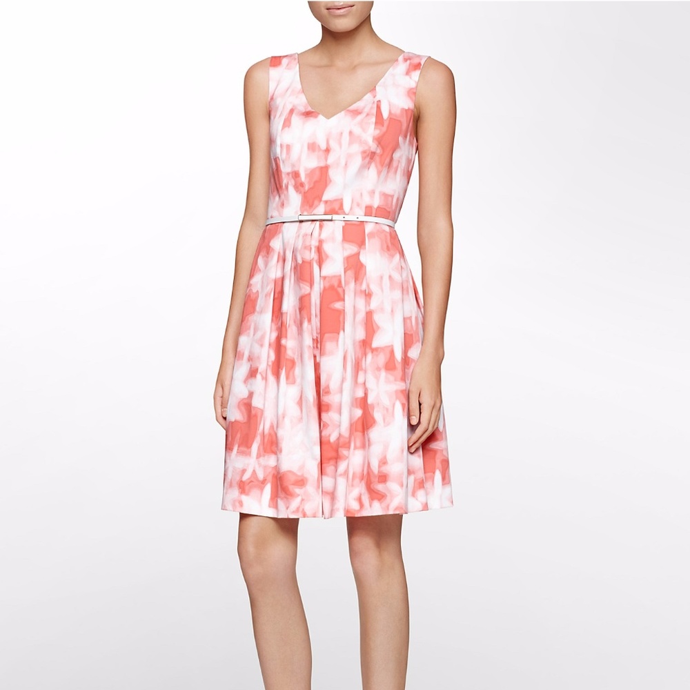 Floral Watercolor Coral Silk Dress