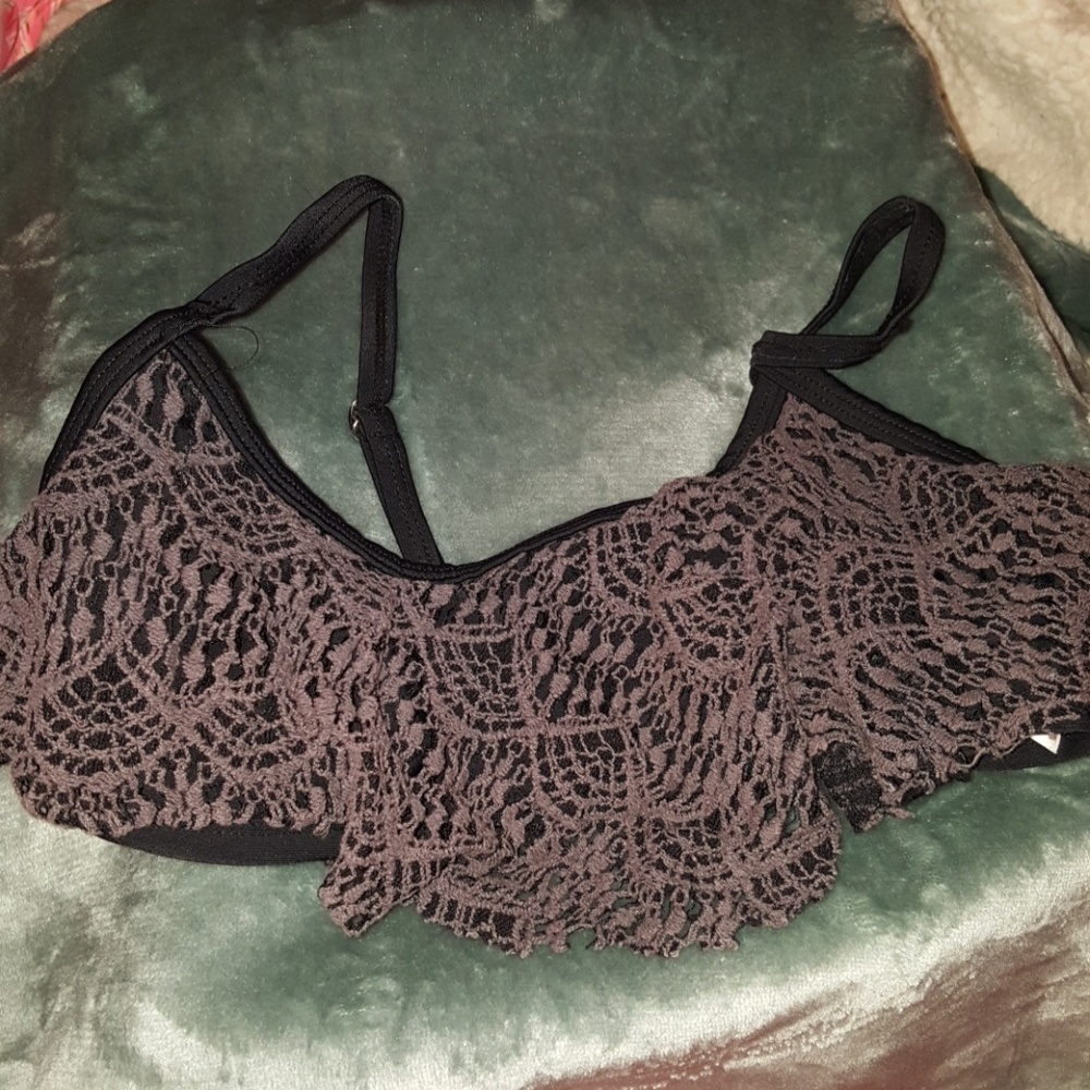 gray / black bikini top