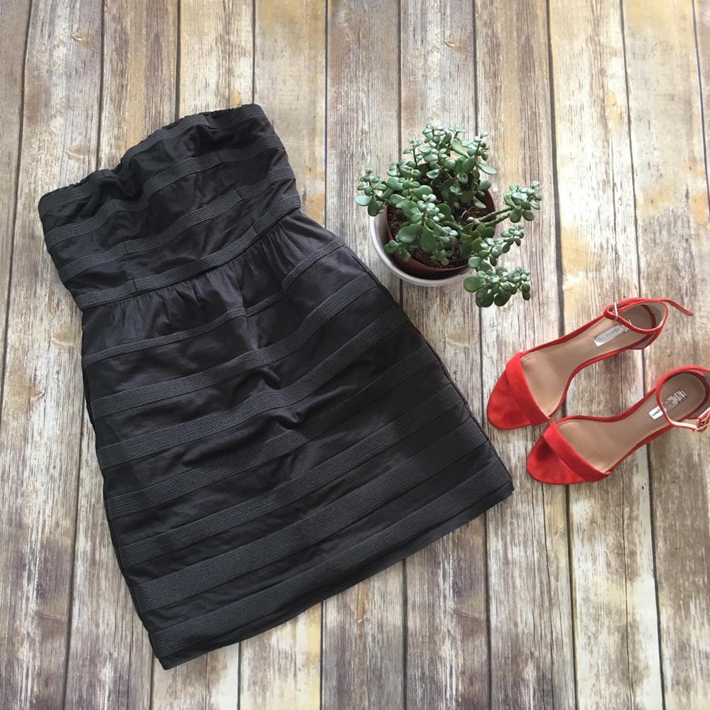 J.Crew Strapless Charcoal Dress Size 6 w pockets