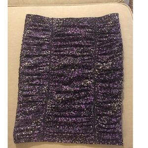 Purple and black mini skirt with rushing