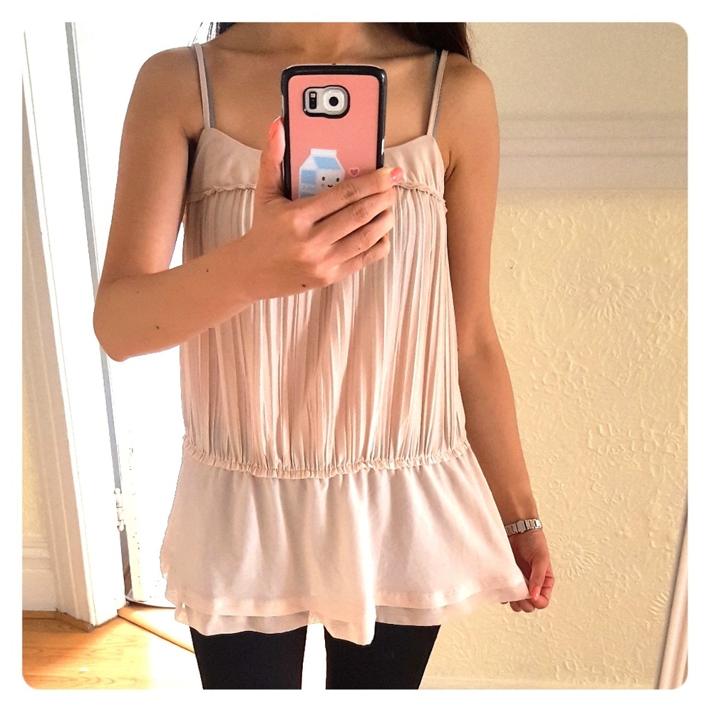Baby pink pleated tunic top