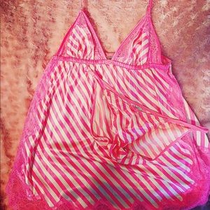 Victorias Secret Pink Stripe Babydoll LingerieNWOT