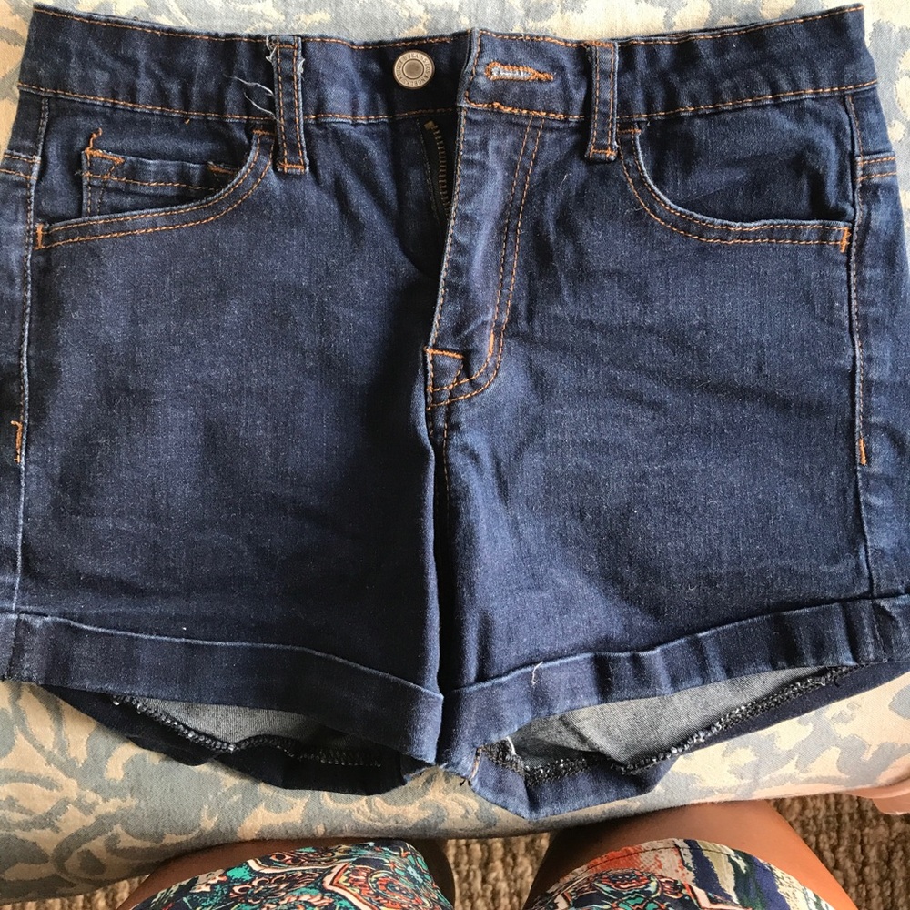 Dark Wash High Waste Jean Shorts
