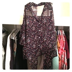 Sheer dark blue crop top