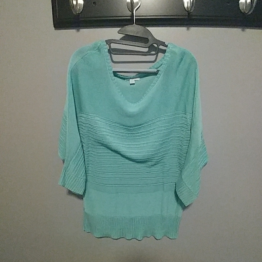 NY & Co. Teal Elbow Sleeve Sweater