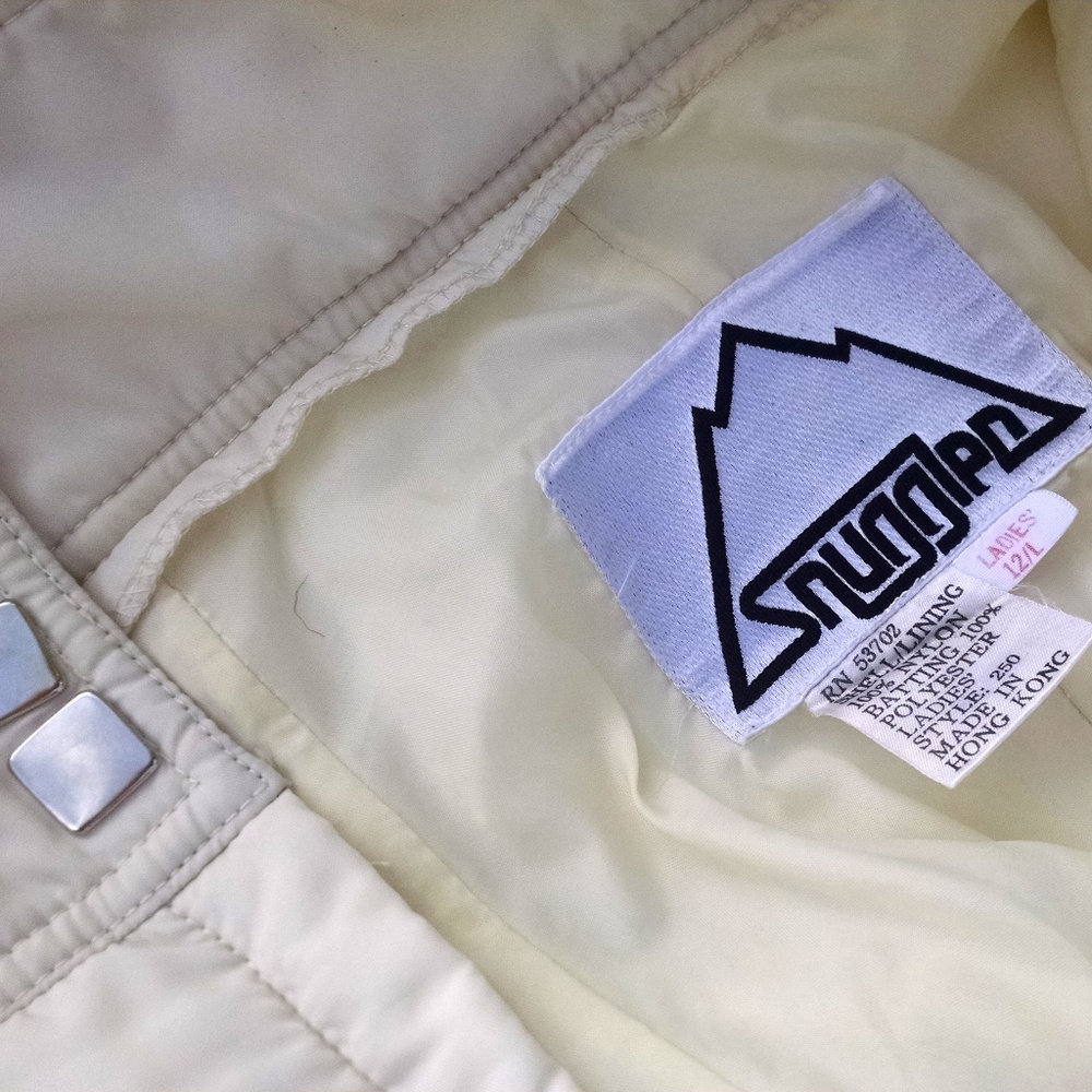 Vintage Snuggler Off-White Overall Bib Ski Pants - Picture 4 of 7