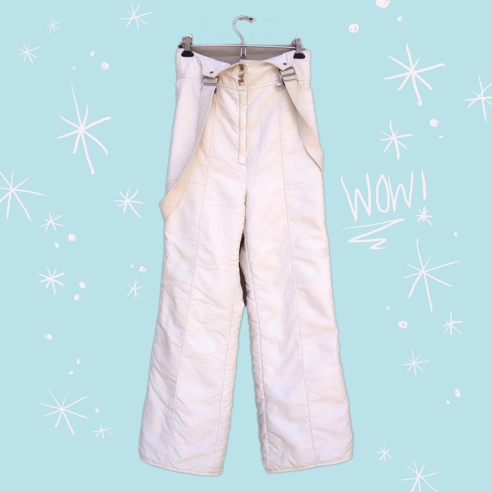 Vintage Snuggler Off-White Overall Bib Ski Pants