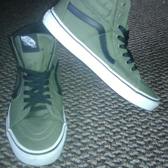 olive green and black vans